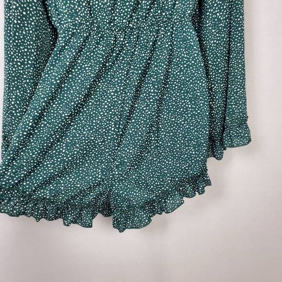 SHEIN Green Polka Dot Tie Front Ruffle Romper Size L - Picture 8 of 8